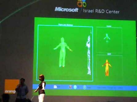 A couple of shots from Next Gen News' footage, showing the Natal tech demo running with one and two scanned skeletons. Appropriate Xbox 360 Avatars are shown at the top-right.