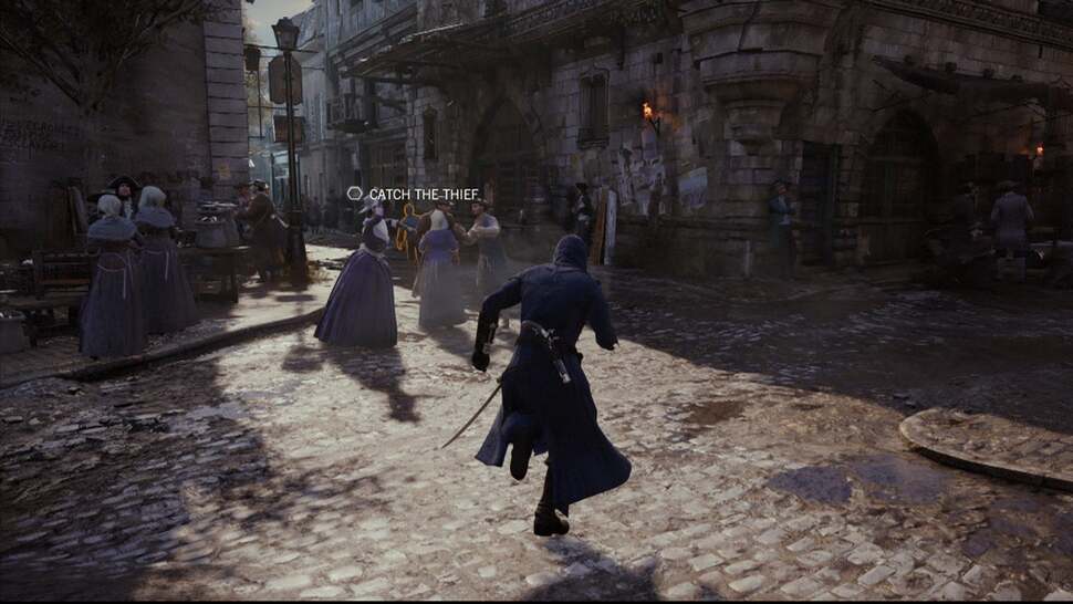 The complexity of NPCs is also driven upwards, with events occurring among characters as you pass. Here we’re given the option to catch a pickpocket red-handed