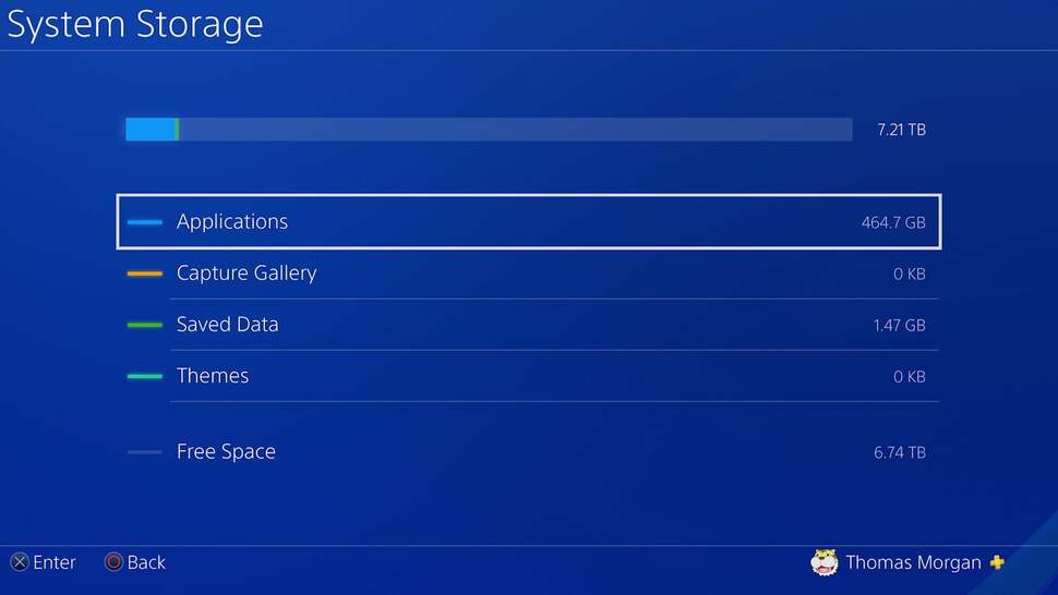 Living the dream: whether mounted internally or connected via USB, here's how much useable space an 8TB SSD gives in a PS4 Pro