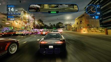 Blur can render up to 20 cars on-screen simultaneously, each capable of firing off effects-intensive power-ups. It's a mighty rendering challenge but the game's performance speaks for itself.