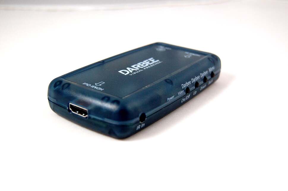 The Darblet itself is compact - you can use the HDMI slot in the picture as a point of reference. There are just two AV connections on the Darbee - one input and one output - which can also be used to power the unit, although a PSU is provided