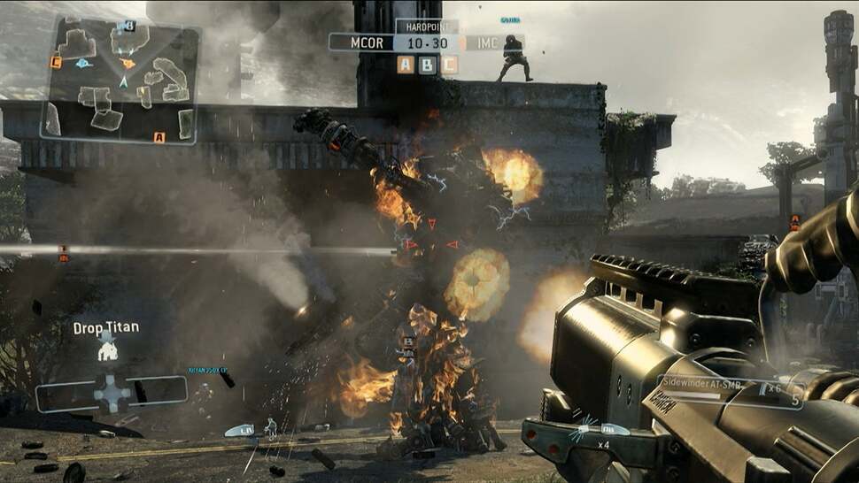 The Titans are powerful, 20-foot tall bipedal battle tanks who fall to the ground in a spectacular, effects-heavy fashion. There's no compromise to the volume of smoke, flames, and sparks here, so we wonder how the announced 360 version might cope