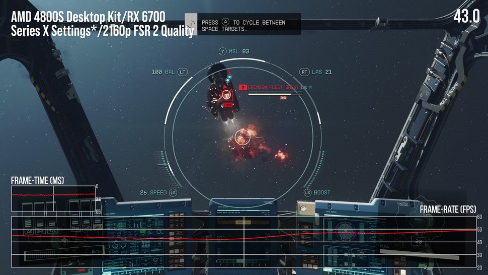 Out in the stars, rendering load decreases, but I was surprised to see that we couldn't hit 60 frames per second here