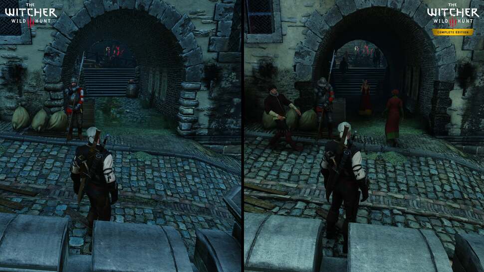 Notice how the bluey tone disappears with ray-traced lighting - especially under the arch there