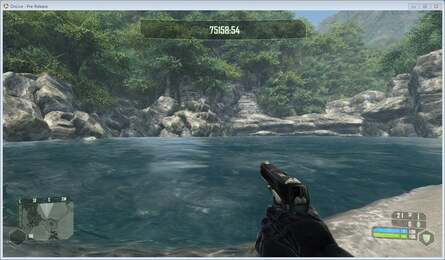 Although the static nature of the screen barely tests the encoding algorithm, there's no denying that OnLive looks respectable running Crysis.