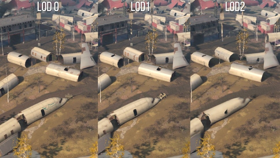 The streaming system relies on three LOD levels. Click on the thumbnail here for a closer look