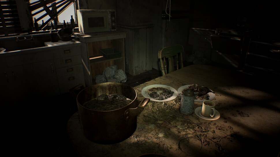 Resident Evil 7 doesn't quite hit native 1080p, though pixel counts only fall slightly below and the reduction in image quality doesn't stand out noticeably during play