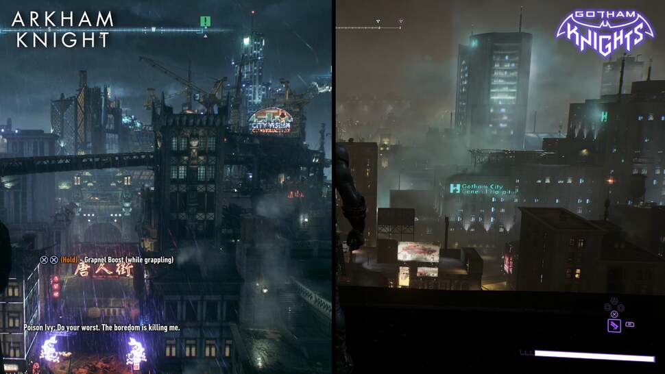 Gotham Knights has a cleaner image but in terms of open world design, atmospherics and sheer density, Arkham Knight remains streets ahead, years after its release