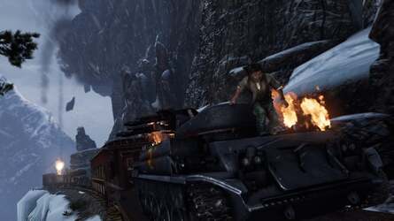 The two train chapters in Uncharted 2 created a unique technological challenge for the Naughty Dog team.