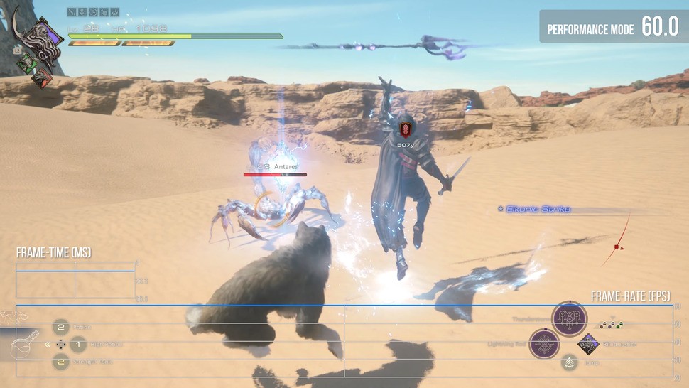 Performance mode runs extremely well in combat - but hits to internal resolution are obvious