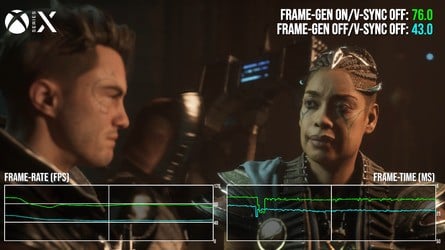 V-sync on and off are available. Here, benching with v-sync off, we see good, clean frame-times - though camera cuts are more problematic.