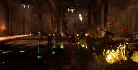 Doom: The Dark Ages delivers the same kind of enemy hordes that the 2D-sprite based originals had - but augmented with remarkable physics, dismemberment and animation.