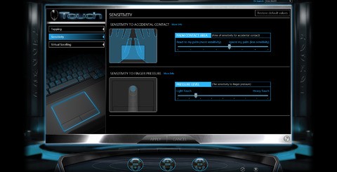 You can use the pre-installed AlienFX software to set up your own LED fireworks display (as seen top-left). Having these lights pulsate and switch colour in each segment of the keyboard, trackpad, logos and speakers is entertaining, but too much of a distraction to maintain during gaming.