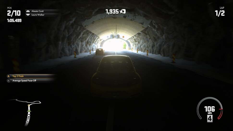 HDR lighting is given an advanced implementation by Evolution Studios, simulating how a camera - and to a lesser extent the human eye - reacts to light when entering and exiting dark spaces in daytime conditions