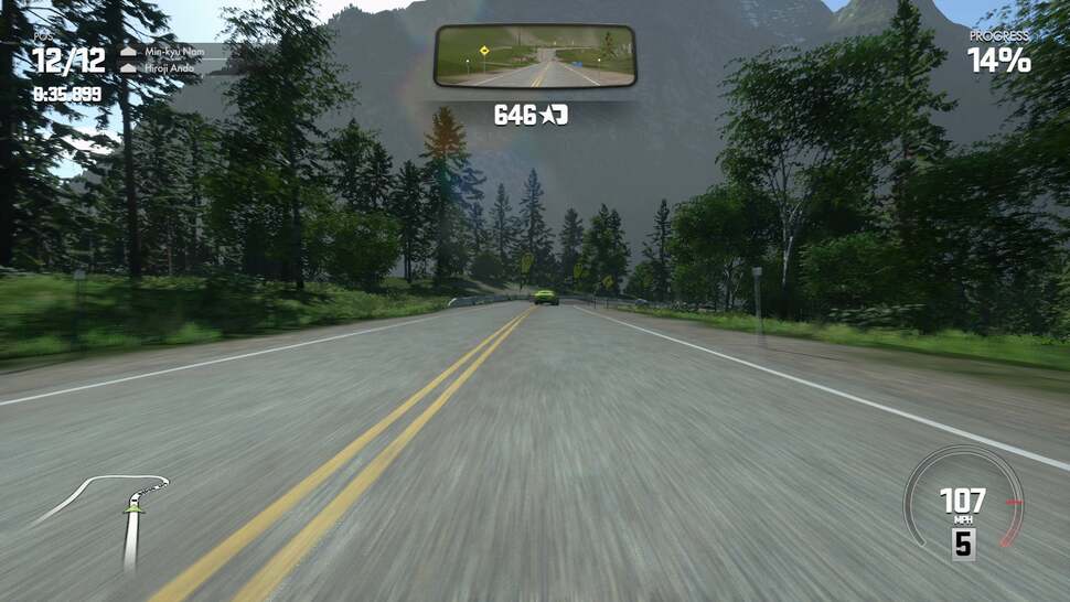 Atmospheric effects are simulated in DriveClub. Particles in the air create chromatic aberrations around lens flare and other light sources depending on how these elements react to certain surfaces