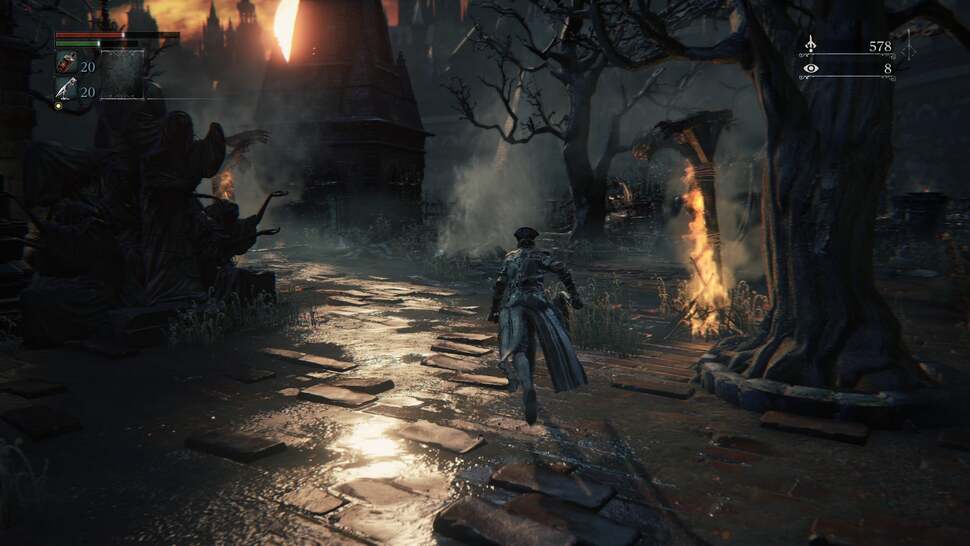 Bloodborne: Lighting is gorgeous in Bloodborne, with high resolution specular maps and blood splatter reflecting the game's sun
