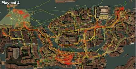 More playtest data, showing how the gamers made more use of the environments as the developers tweaked the game. All this was done without changing the actual layout itself.