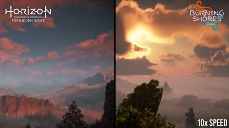 Both Forbidden West and Burning Shores feature beautiful cloud formations, but the PS5-only expansion takes things to the next level.