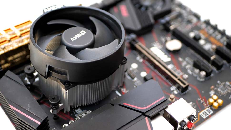 The test system uses a MSI MPG X570 Gaming Plus with the out-of-the-box cooler paired with bling-heavy GSkill Trident Z 3600MHz DDR4