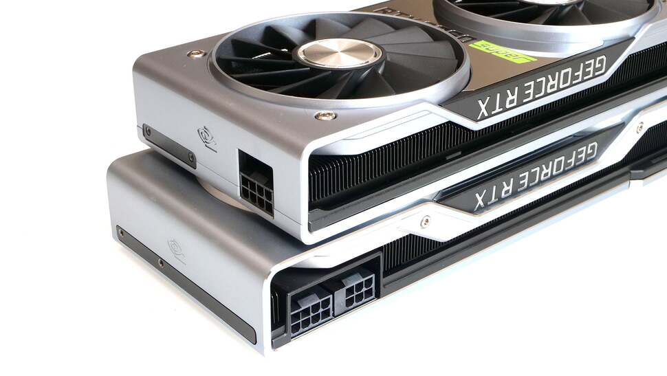 The 2070 Super moves onto the TU104 chip, so requires more power - eight-pin and six-pin inputs are there. The RTX 2060 Super uses one eight-pin input on the FE card