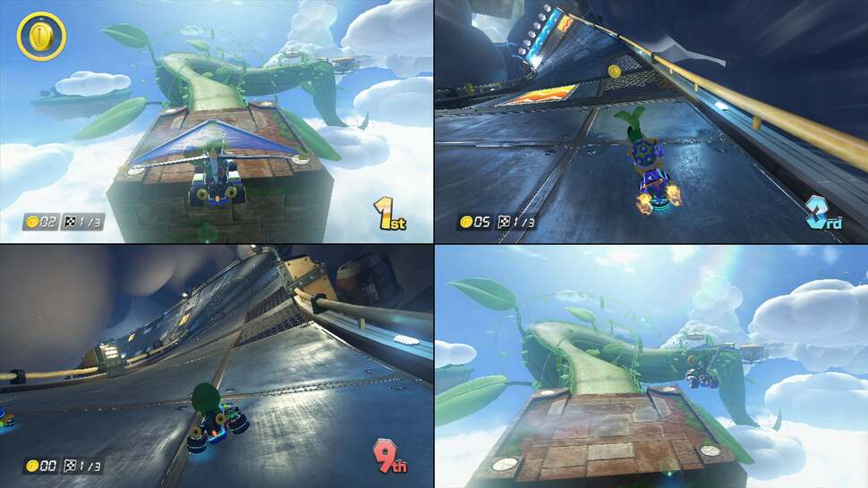 Split-screen, even with four players, manages to retain all of the detail visible in single-player. Even object pop-in remains the same between different modes