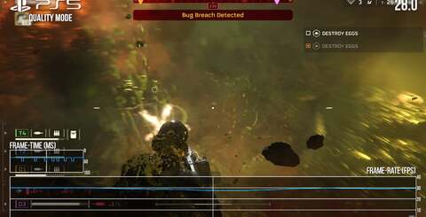 Despite the blurry image, the 60fps performance mode is the place to be - it's mostly at the target, dropping into the 50s in the heavier scenes. The 30fps quality mode is OK, but prone to frame-pacing problems and the occasional, genuine drop beneath the performance target.