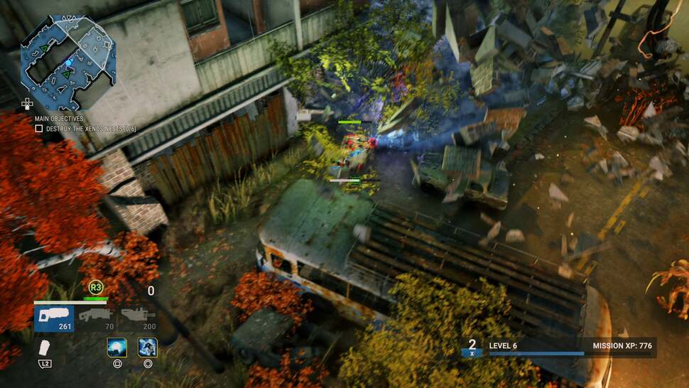 Not all scenery can be destroyed in Alienation. However, physics properties mean that destructible objects break apart realistically, with debris that react to characters, explosions and weapons fire