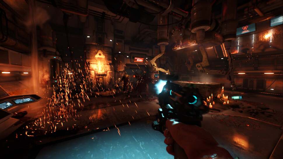 A closer look at the particle system demonstrates realistic collision with the environment