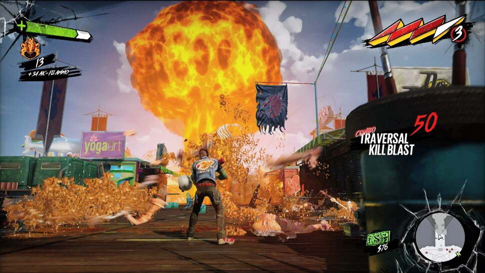 Likewise for the gunge-like eruptions from enemies, too much on-screen action can cause dips, and even a brief dropping of v-sync