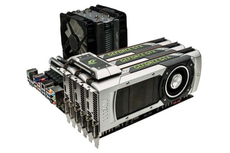 Titan is positioned by Nvidia as a luxury item for the most affluent, power-hungry PC gamers. Daisy-chain three of these cards together in SLI as shown here and you have the most powerful consumer-level gaming PC in the world.