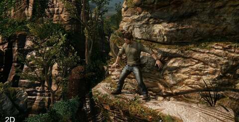 We've covered the 3D performance angle, but here we can see how Naughty Dog has nipped and tucked at some scenes (top) in order to maintain stereoscopic performance, while other scenes are left untouched (below).