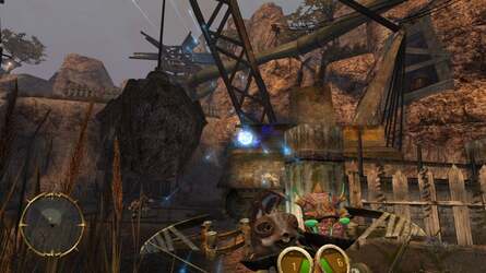 A close-up look at the new 20,000 polygon model of Stranger (left) and the higher detail live ammo (right). Original Oddworld assets were used where possible, with new artwork generated as required. The game retains its retro feel but isn't embarrassed by low quality textures or obviously low poly models.