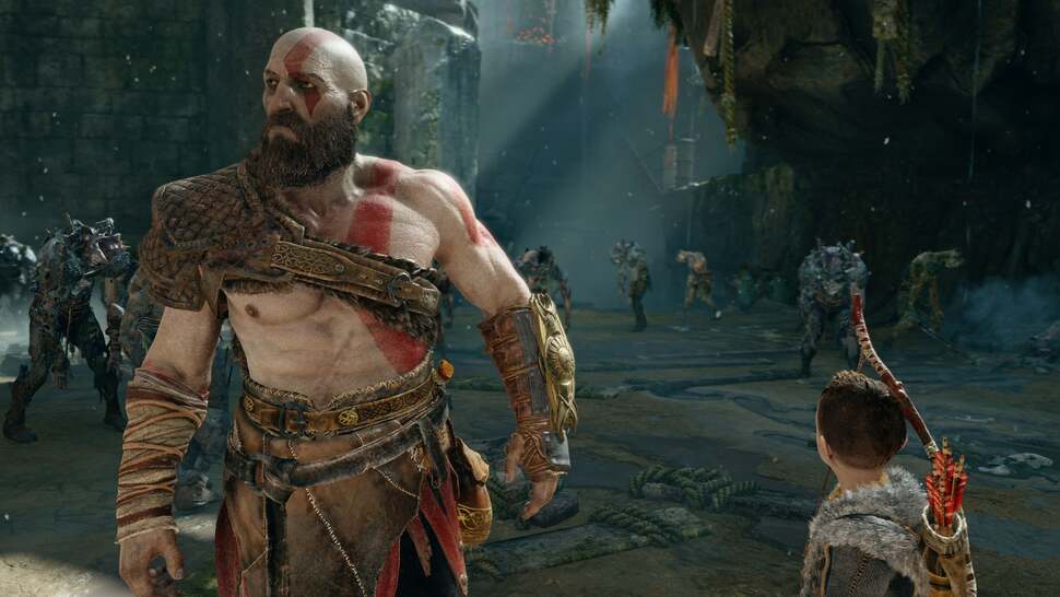 As we've come to expect from Sony Santa Monica, God of War features exquisitely detailed character models with excellent shading and realistic accessories. The facial expressions already manage to communicate a less rage-filled Kratos than previous games