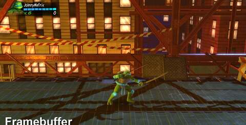 The flat colour, shading and lighting of TMNT Reshelled produces an image probably better suited to comparison than the first Assassin's Creed: Brotherhood image.