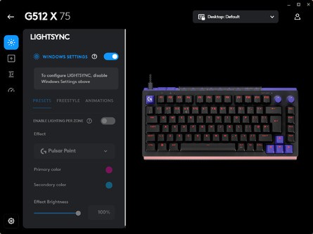 Logitech G512 X 75 G Hub Software screenshot 2