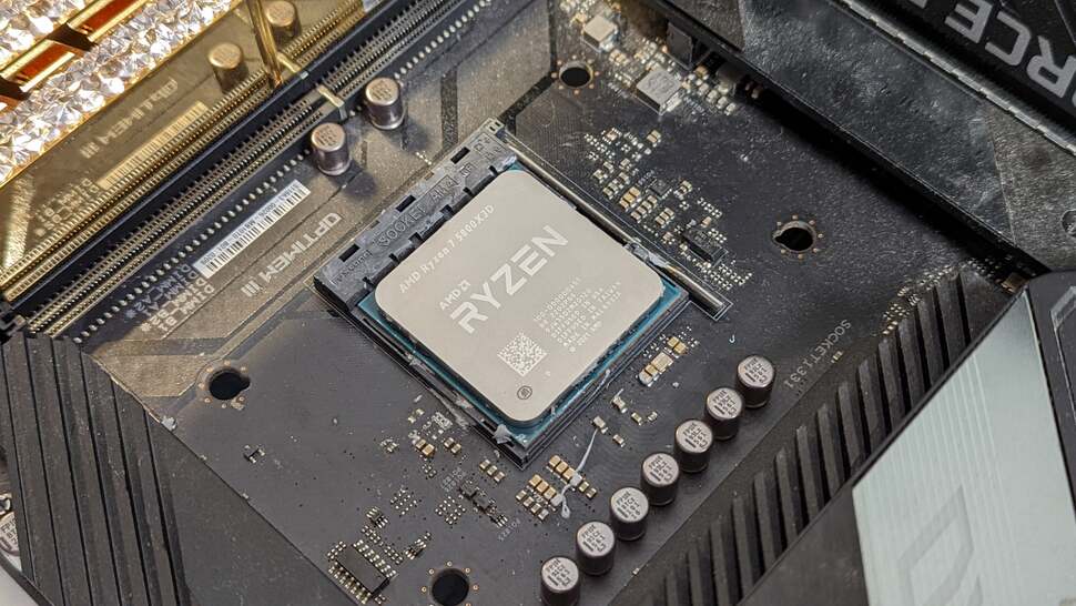 The Ryzen 7 5800X3D in the flesh - now who spilled that thermal paste?