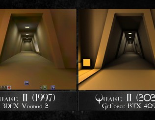 Here are three major lighting upgrades demonstrated. From left to right: bigger light maps, Phong shading and ambient occlusion.