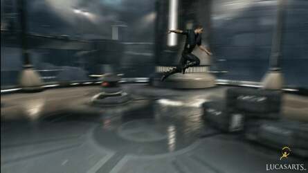 The shipping version of The Force Unleashed II uses 5-11 sample motion blur on Xbox 360 (pictured), while the PS3 game uses five SPUs working in parallel to deliver a consistent 16 sample implementation.