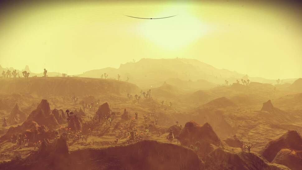 Draw distances are impressive given all the terrain is generated ad hoc; though some pop-in is apparent