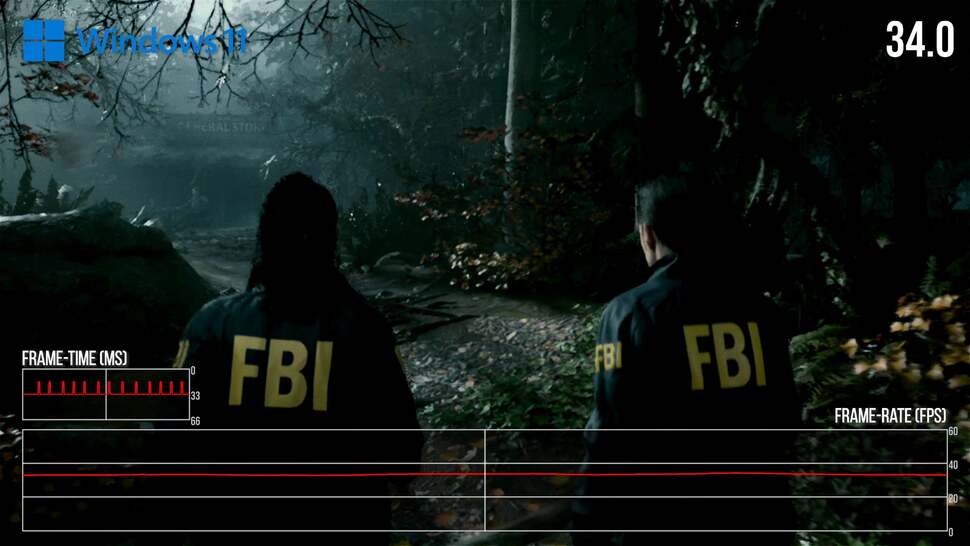 Outside of the stress test, dense, foliage-rich scenes typically run at above 30fps - but alas, Alan Wake 2 lacks a frame-rate cap