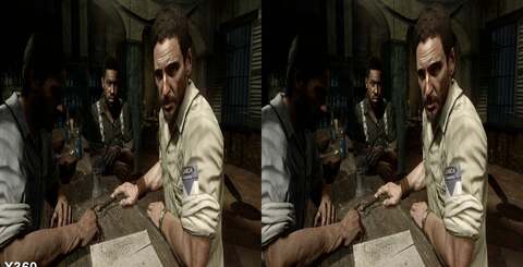 The 3D output formats of the two consoles as the 3DTV sees them, before processing into glasses-friendly stereoscopic 3D image: 720p on 360 and 1280x1470 on PS3, though this is not representative of the game's actual rendering resolution.