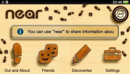 One of the more intriguing apps in the Vita's default roster, Near tracks your activity by marking the games you play by geographical location, as well as scouting out other Vita users.