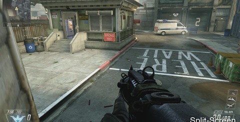 Split-screen gaming in Wii U Black Ops 2 is rather cool - one gamer takes the main display while the other uses the GamePad (traditional split-screen is also supported). While performance is impacted, just about the only noticeable difference on-screen comes from the removal of dynamic shadowmaps.