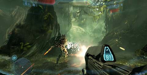 343 couldn't resist releasing some offline screenshots for E3, rendered at 4x native resolution: 2560x1440. They are based on actual in-game assets and almost certainly dumped from the console: a developer 'photo mode' if you like. The extra clarity does let you appreciate the detail in the environments and the fresh lighting model, and gives us a cleaner look at the new Promethean warrior opponent amongst other things.