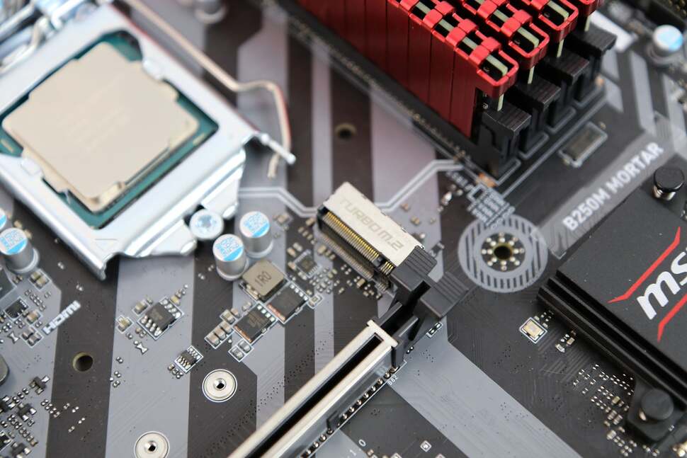 M.2 SSDs are even supported on this board, and here's the slot for them