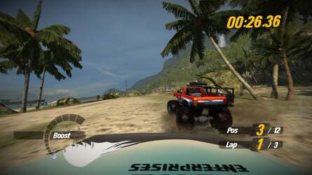 The first person view doesn't get much love in Motorstorm: Pacific Rift, but it becomes hugely more valuable and entertaining in the 3D version.