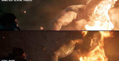 The original 2019 Hellblade 2 reveal trailer was made with no game in existence, but this later trailer is in the game. Visuals are refined for the final release, though fire animation isn't quite as smooth.