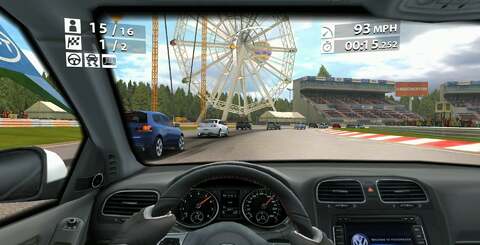 Real Racing 2 HD gets a series of visual enhancements when run on iPad 2, not least of which is support for native 1080p HDTV output via the &pound;35 HDMI dongle. Here's a quartet of shots taken during run-time. The tablet display shows circuit layout and telemetry as you play.