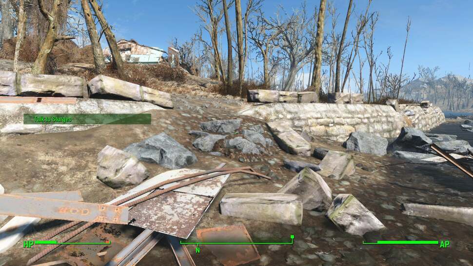 There's a last-gen appearance to areas around the wasteland. Geometry can appear simplistic, with many surfaces wrapped in basic normal mapping