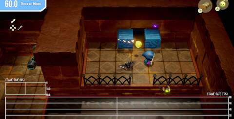 Here's what performance looks like - extremely unstable on the overworld, and while the dungeonsare close to 60fps, there are unfortunate drops to 30fps at the drop of a hat. This is particularly frustrating in boss battles.